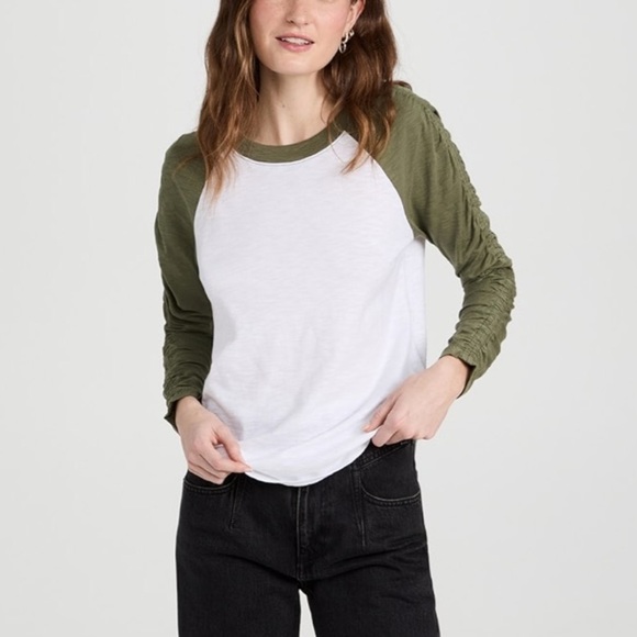 Veronica Beard Tops - Veronica Beard Jean Rayden Baseball Tee Longsleeve White Stone Army XS